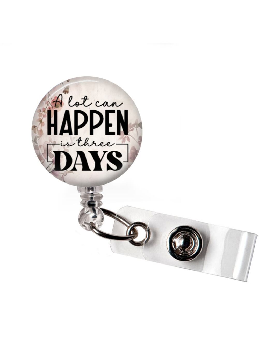 A Lot Can Happen In Three Days Badge Reel Christian Gift ID Holder